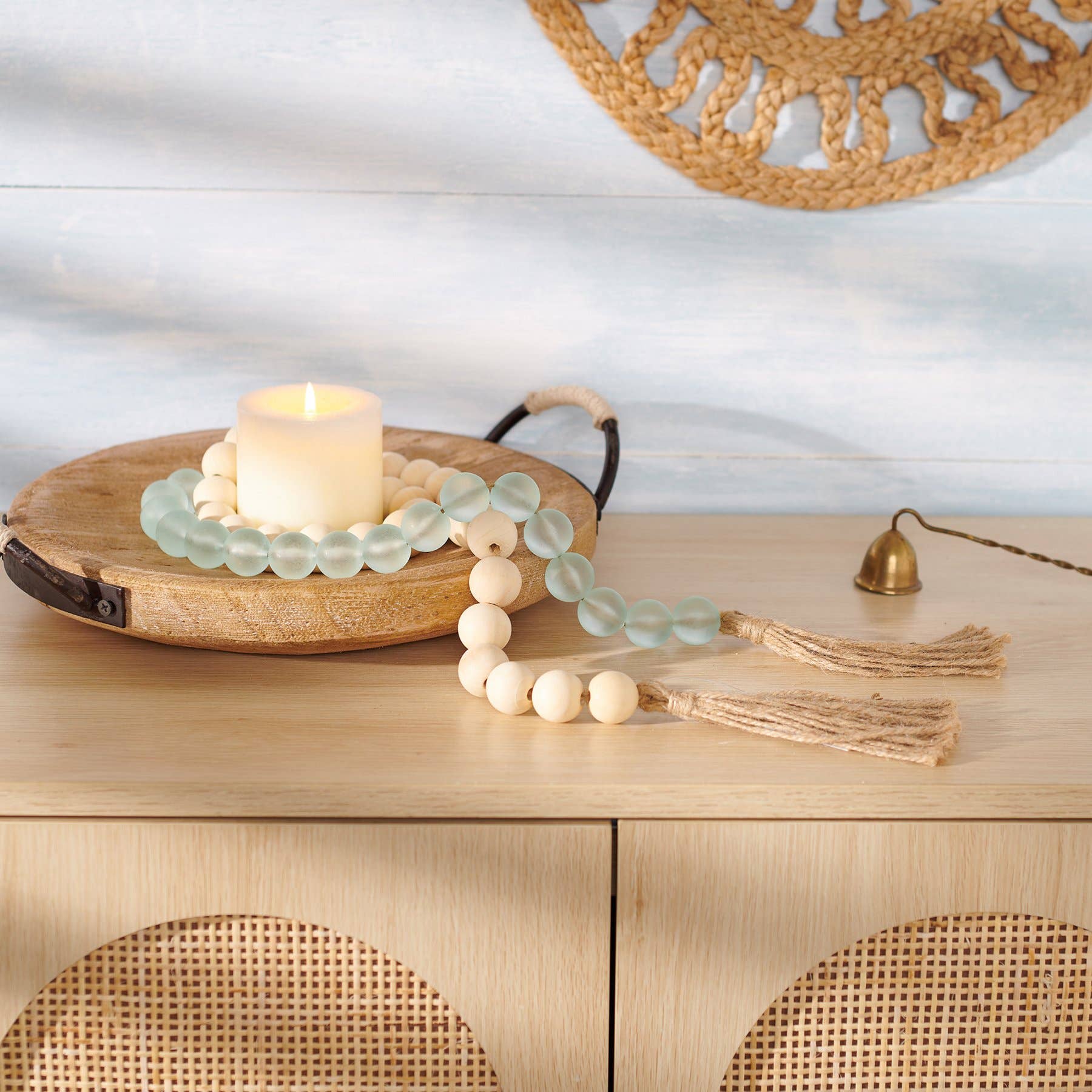 Wood + Sea Glass Bead Garland