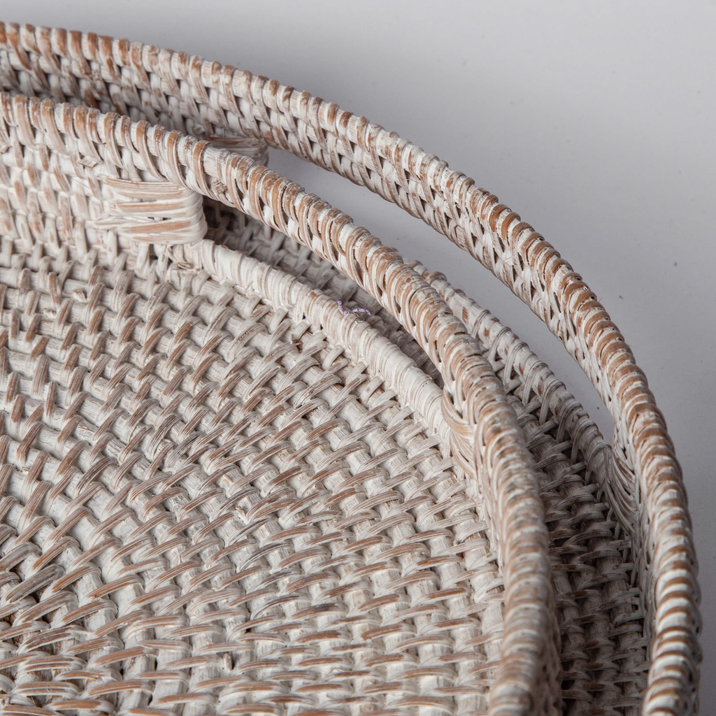 Whitewashed Rattan Tray