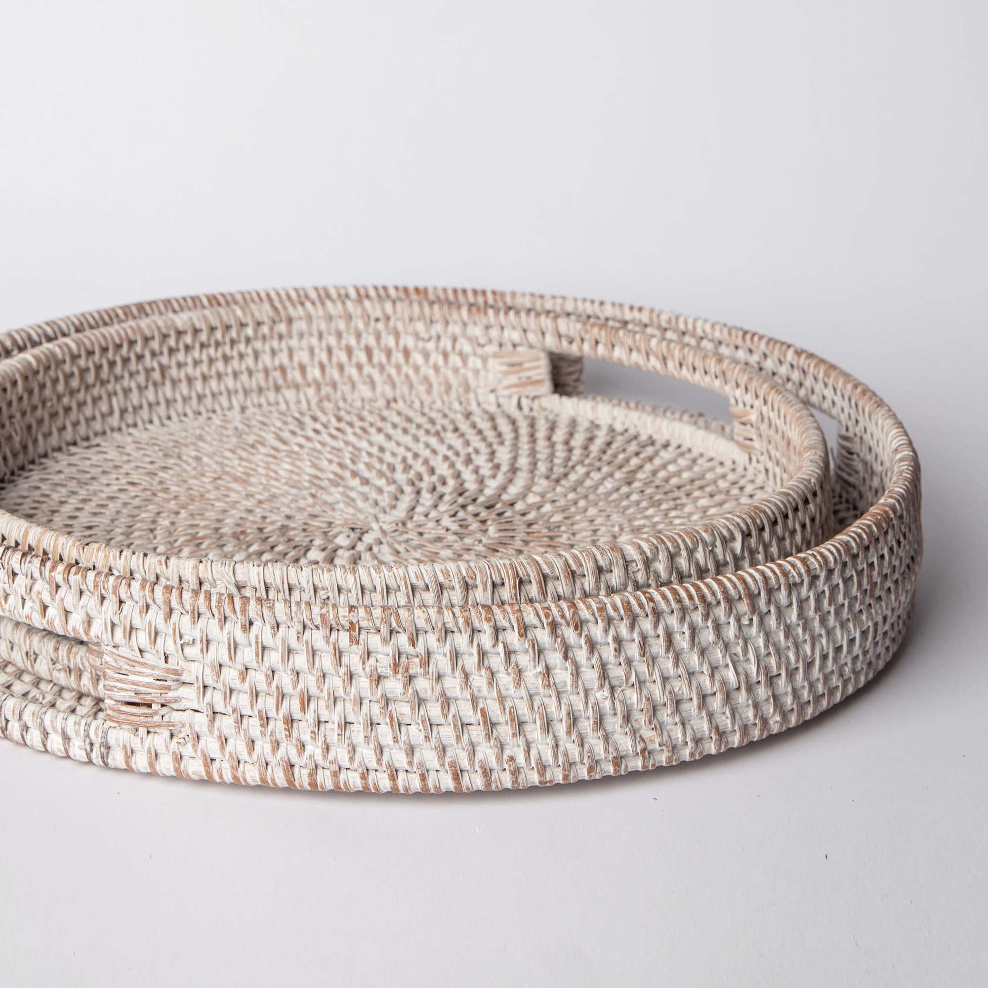 Whitewashed Rattan Tray