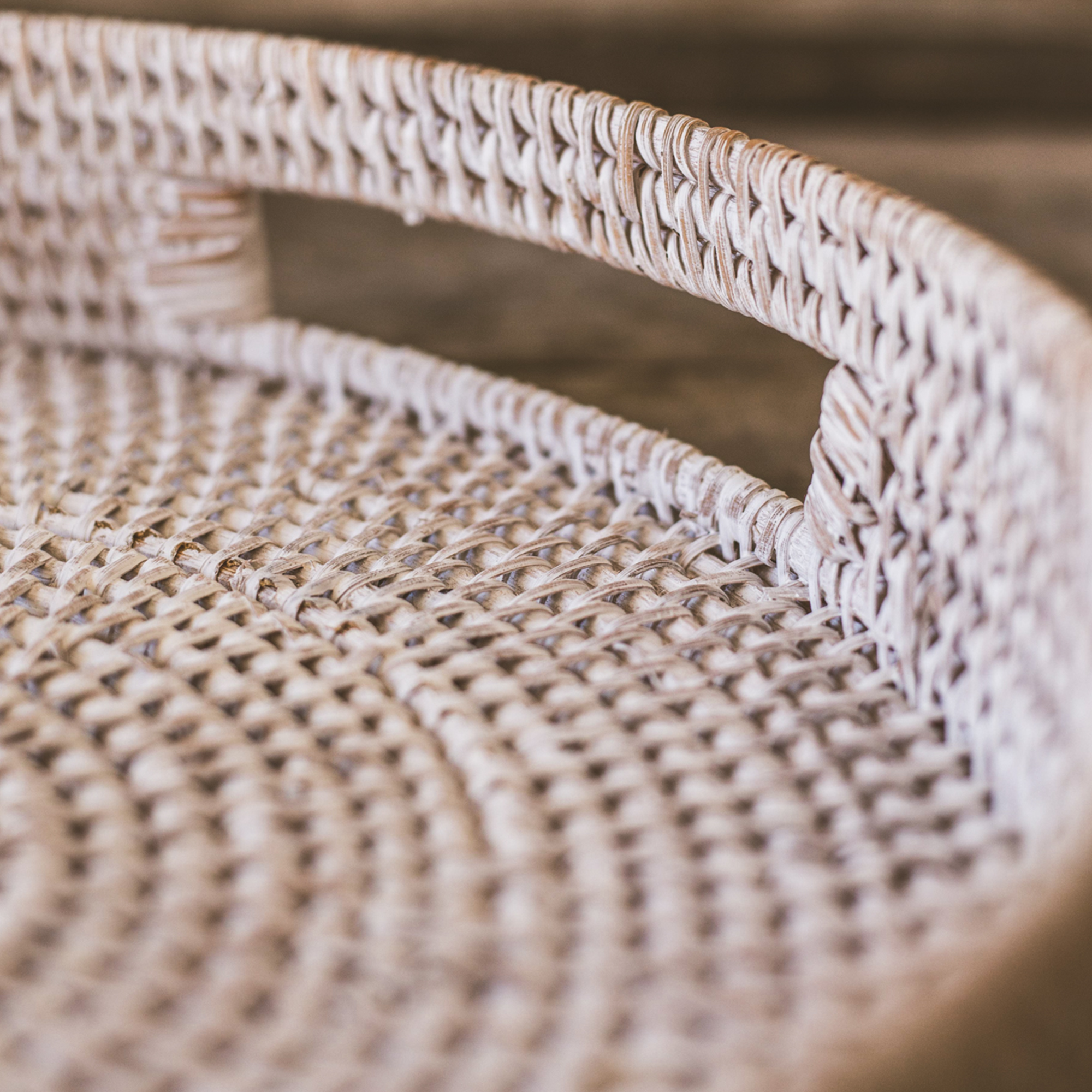 Whitewashed Rattan Tray