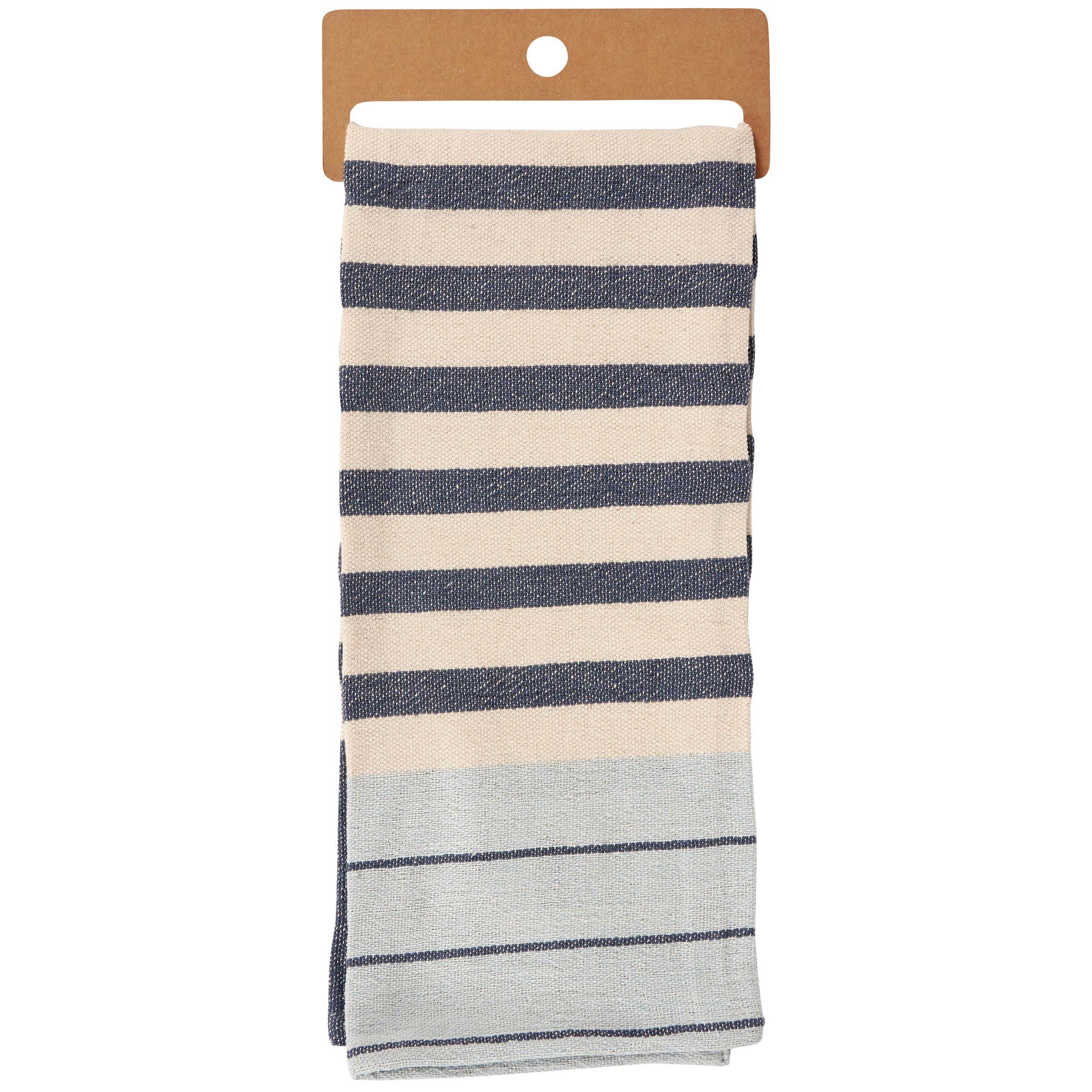 Blue + Cream Striped Kitchen Towel