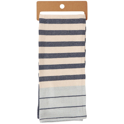 Blue + Cream Striped Kitchen Towel