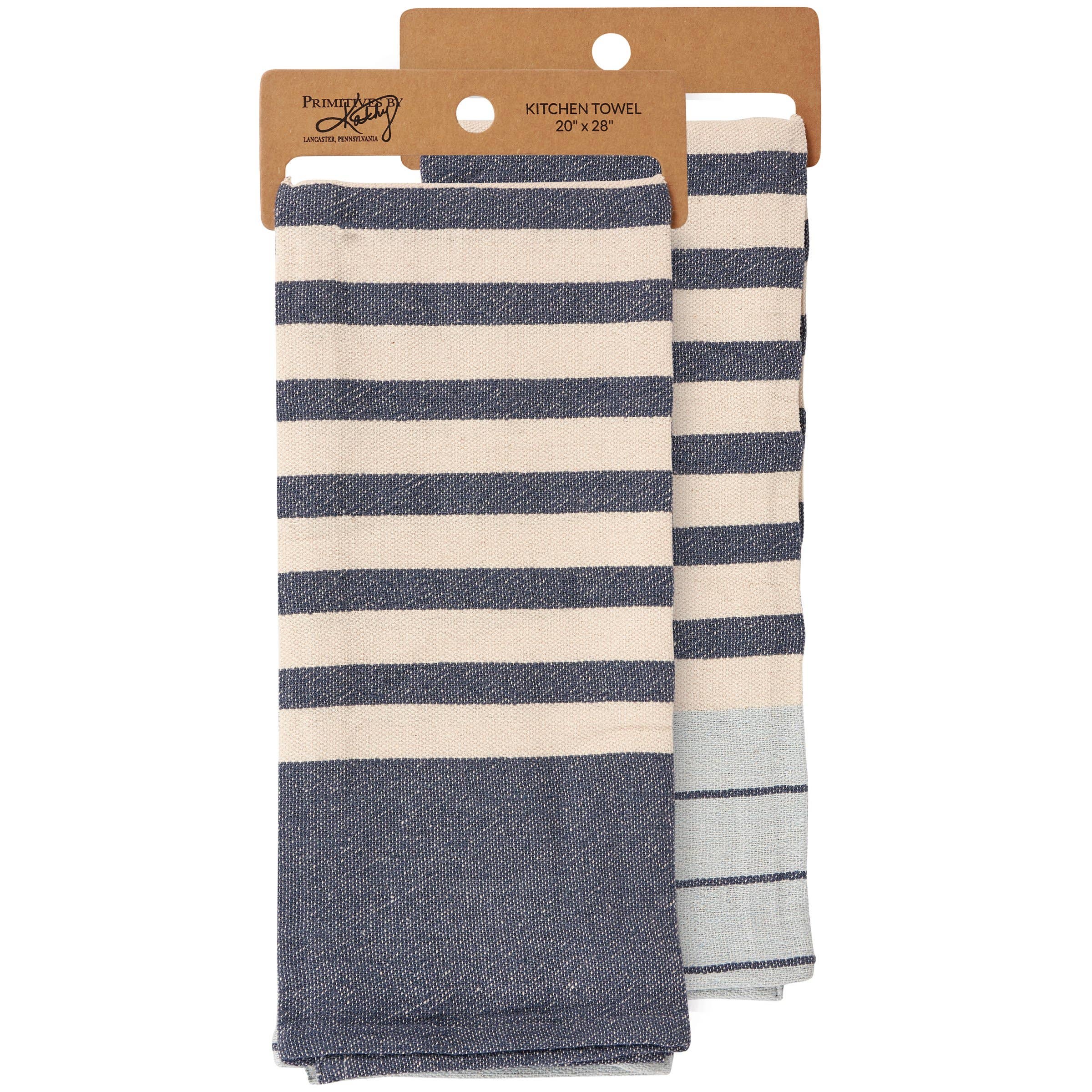 Blue + Cream Striped Kitchen Towel