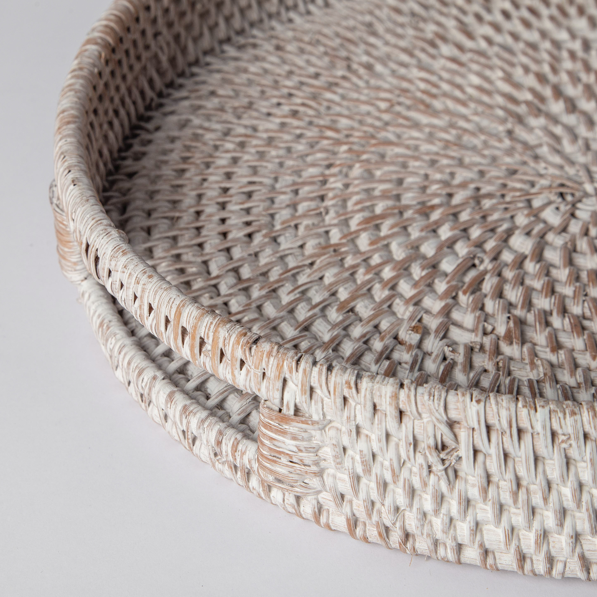 Whitewashed Rattan Tray