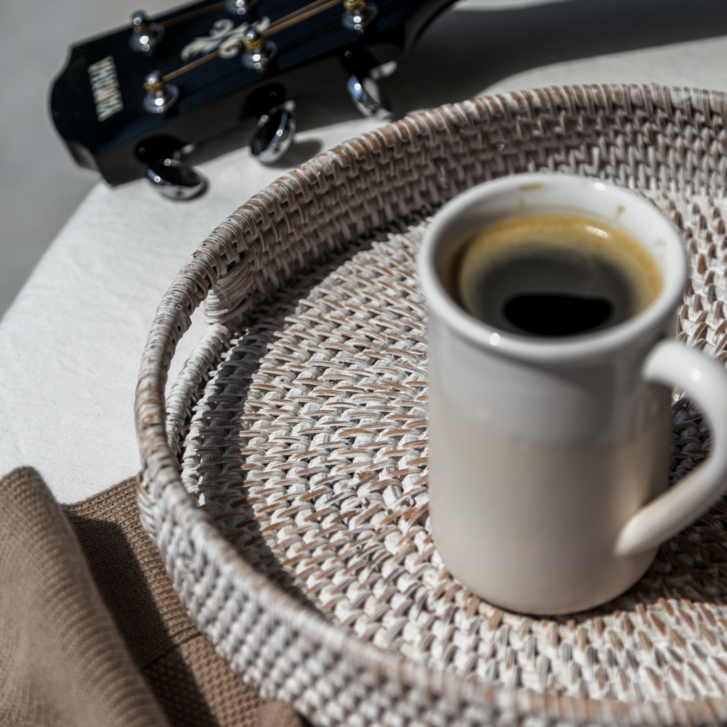 Whitewashed Rattan Tray