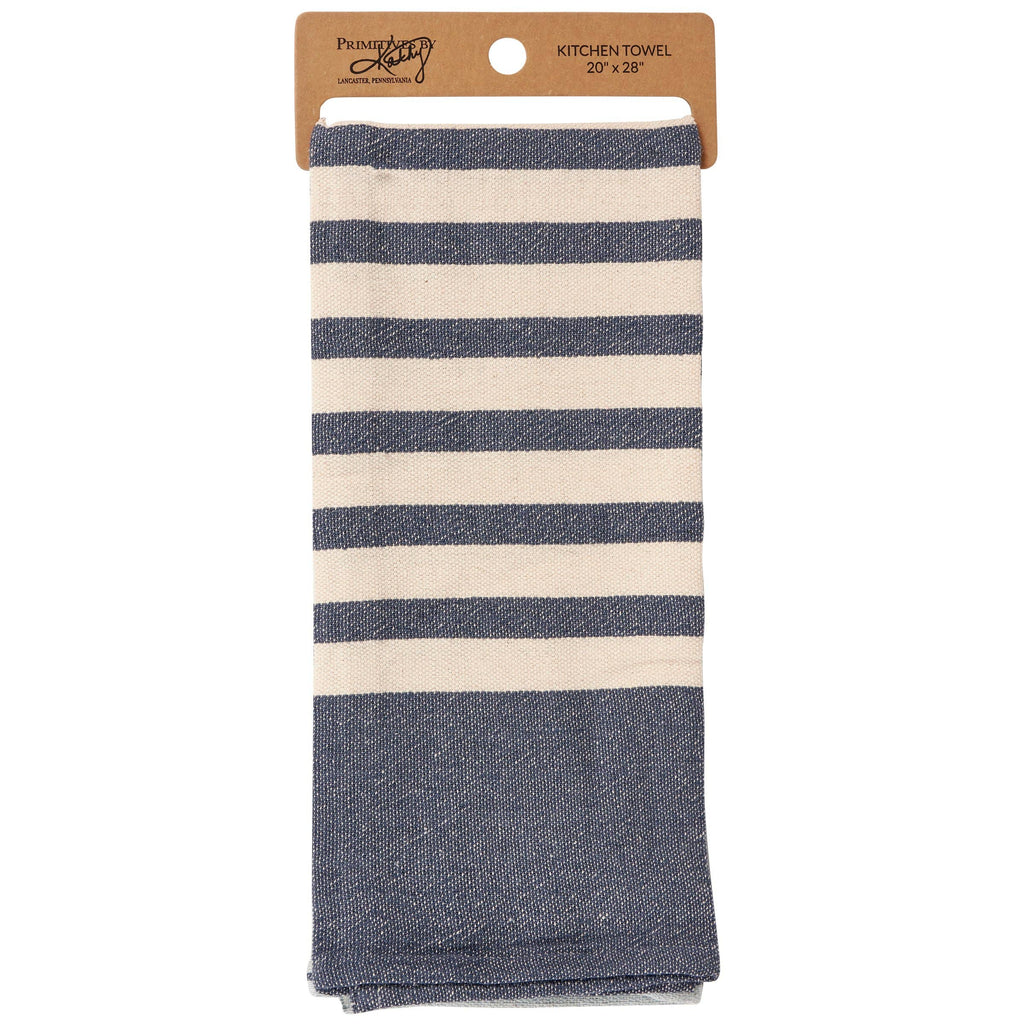 Blue + Cream Striped Kitchen Towel