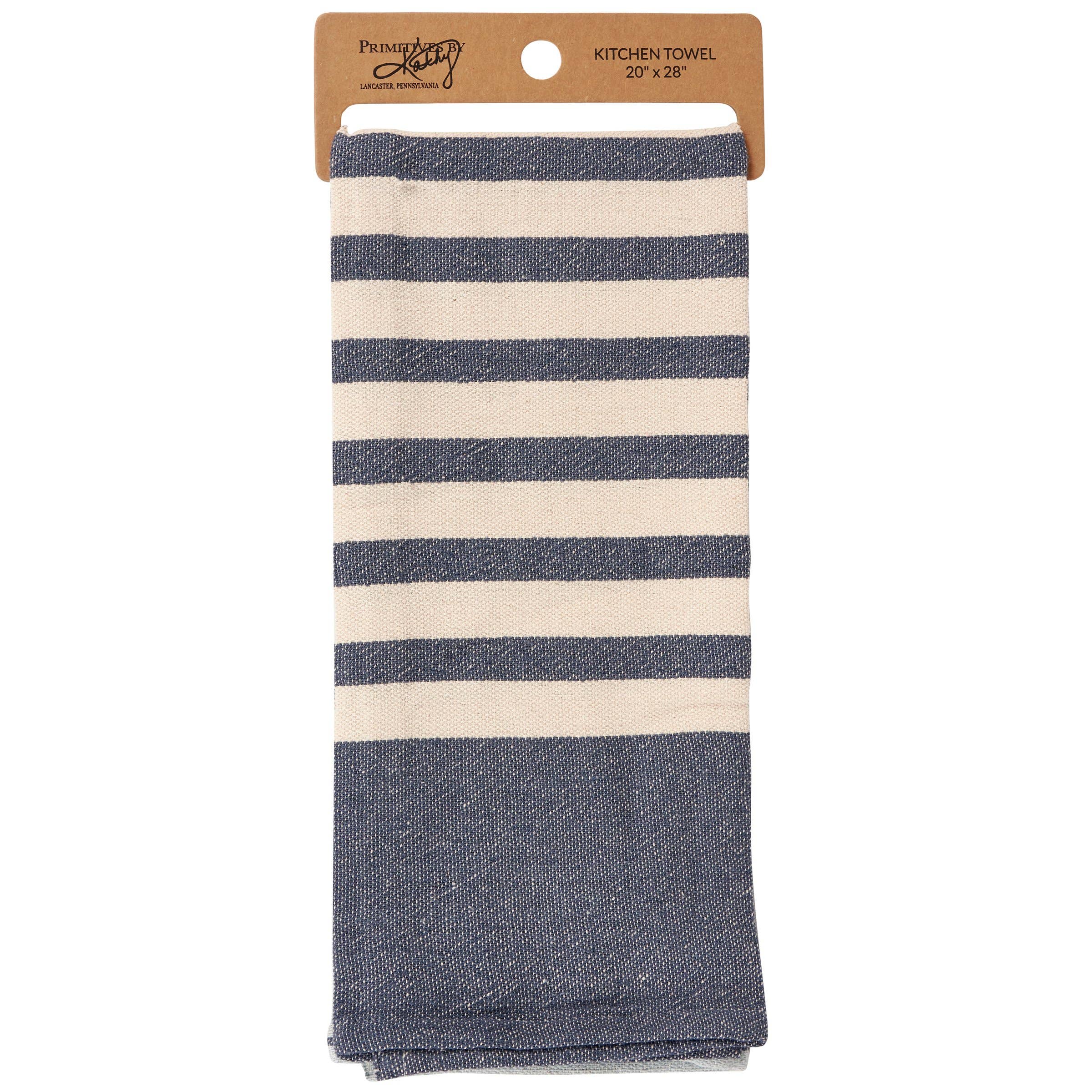 Blue + Cream Striped Kitchen Towel