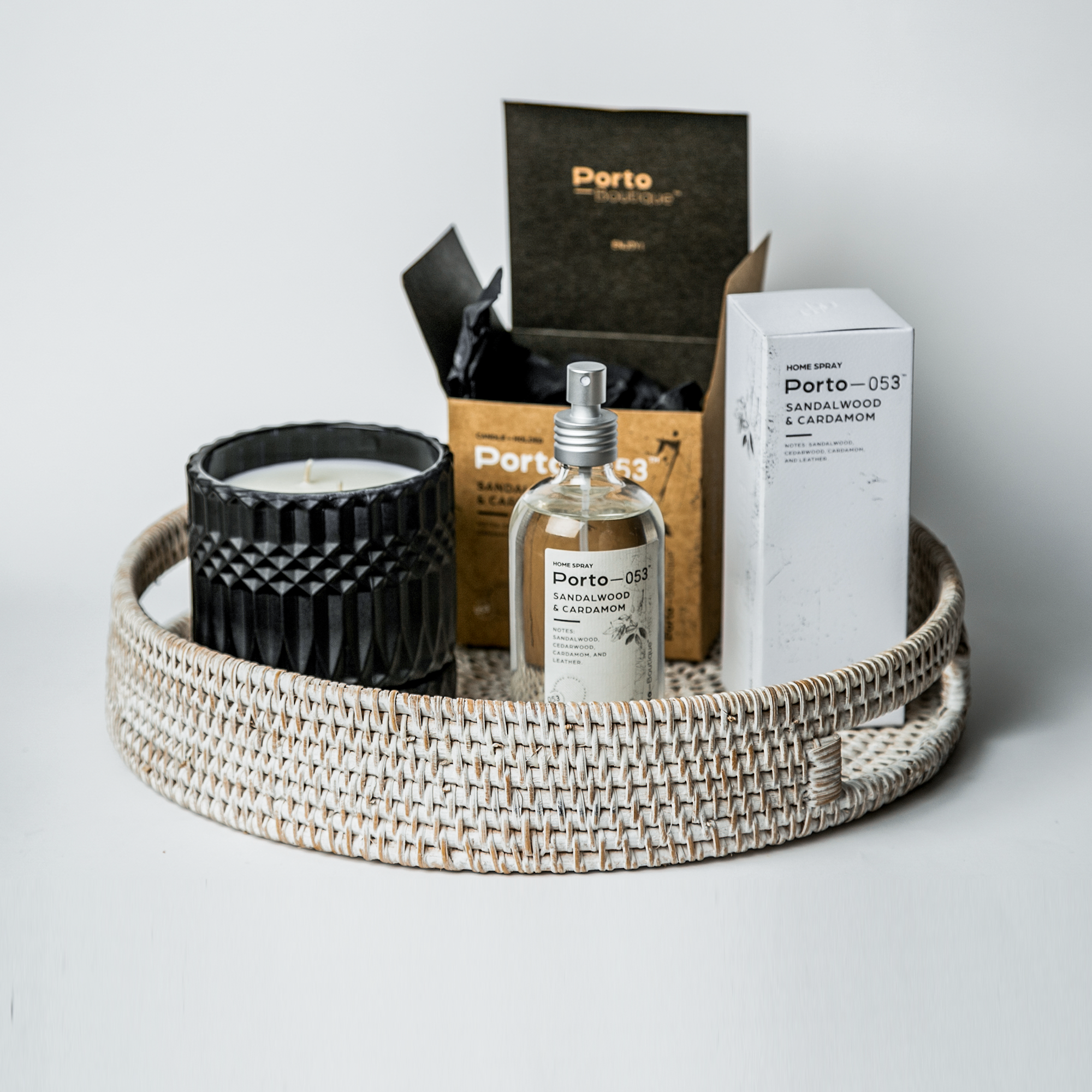 Whitewashed Rattan Tray