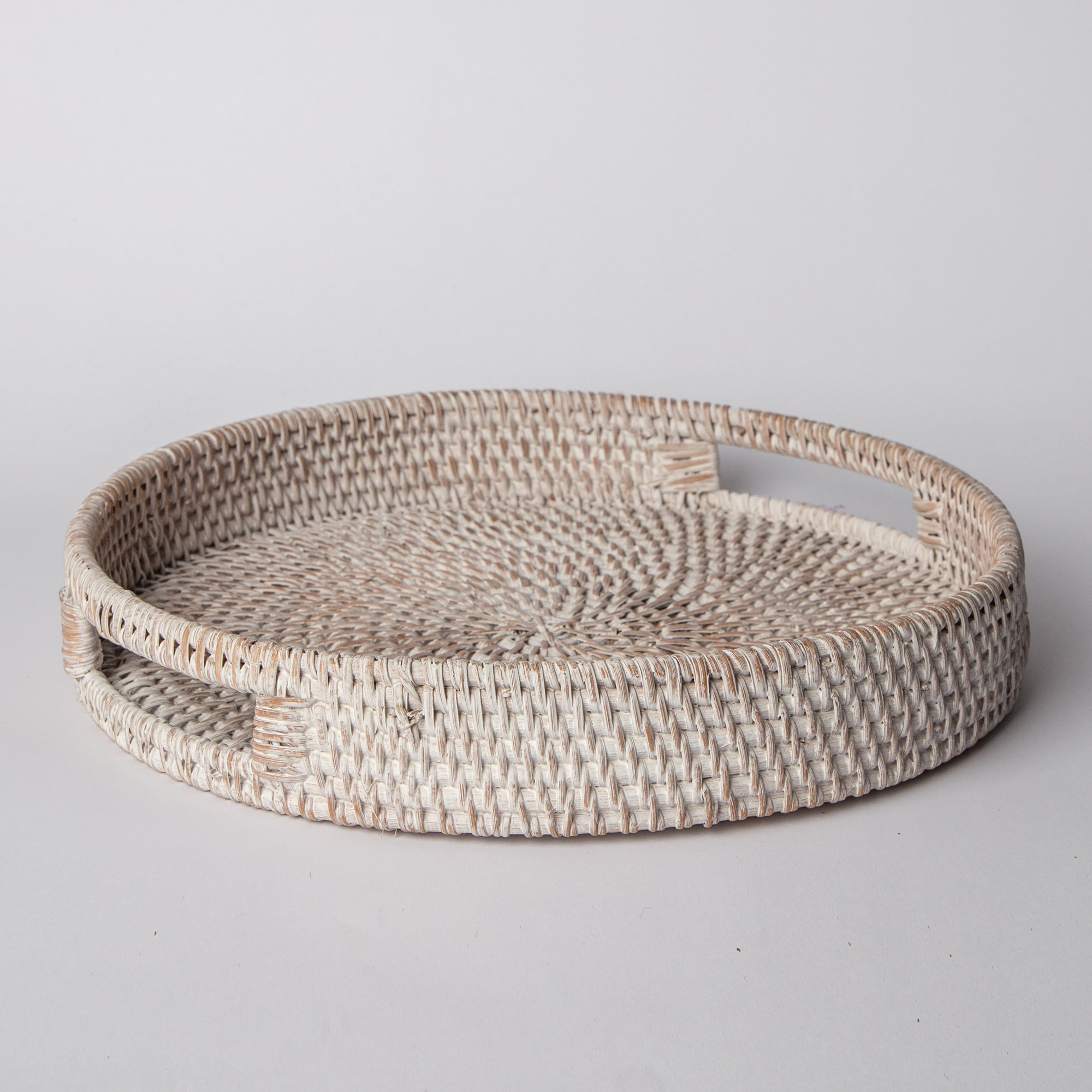 Whitewashed Rattan Tray